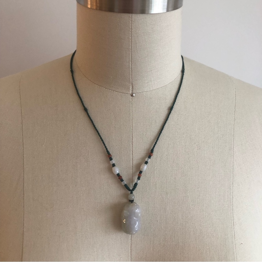 Jade Zodiac Year of Pig Boar Pendant Necklace